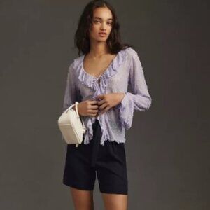 Bellevere Long Sleeve Clip Dot Blouse Size Small – Sheer Georgette Textured Top
